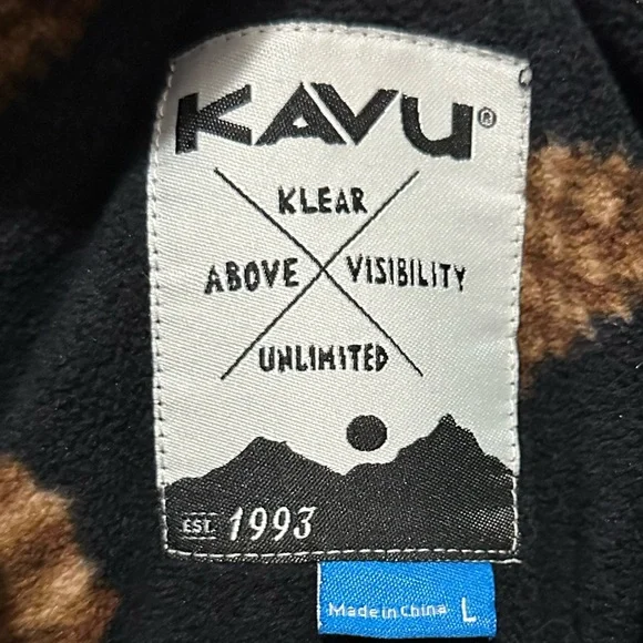 Kavu Black Fleece Zip Pullover with Brown Pinecone Print - Women’s - Picture 3 of 7